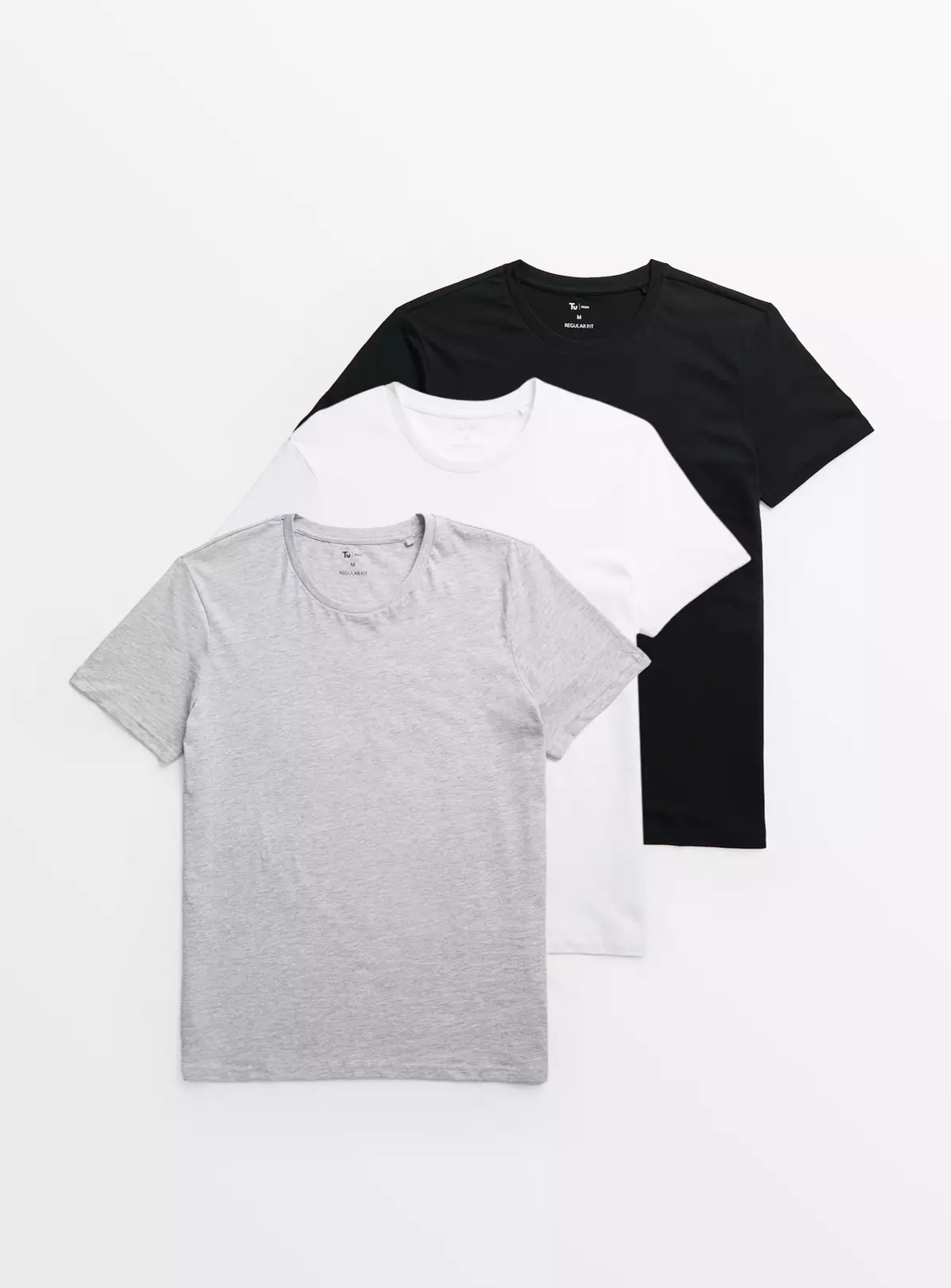 Black, Grey & White Regular Fit T-Shirt 3 Pack L 4 Black, Grey & White Regular Fit T-Shirt 3 Pack L - Image 2