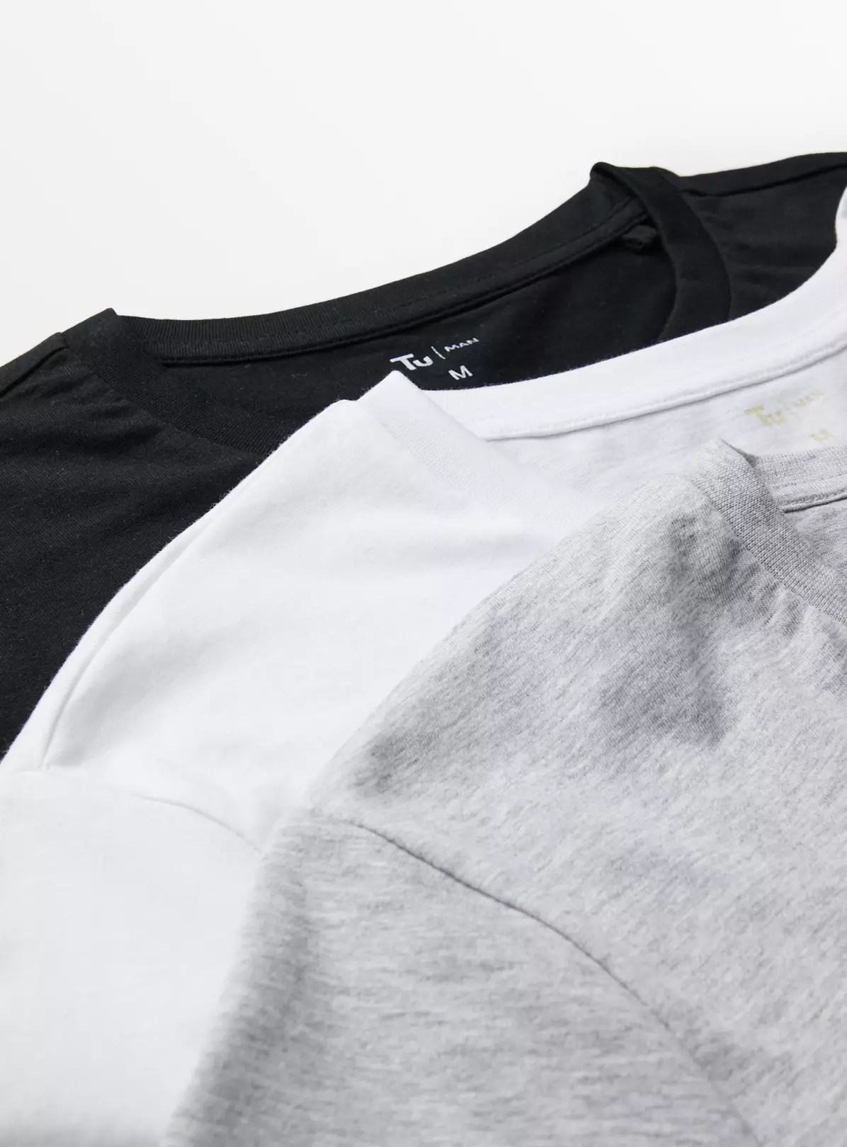 Black, Grey & White Regular Fit T-Shirt 3 Pack L 5 Black, Grey & White Regular Fit T-Shirt 3 Pack L - Image 3