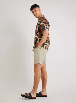 Brown Leaf Print Hawaiian Regular Fit Shirt - XXXL