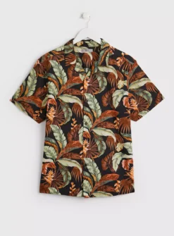 Brown Leaf Print Hawaiian Regular Fit Shirt - XXXL -The Sleek Ward Sales tuc142115807 Multi20Coloured R Z003A