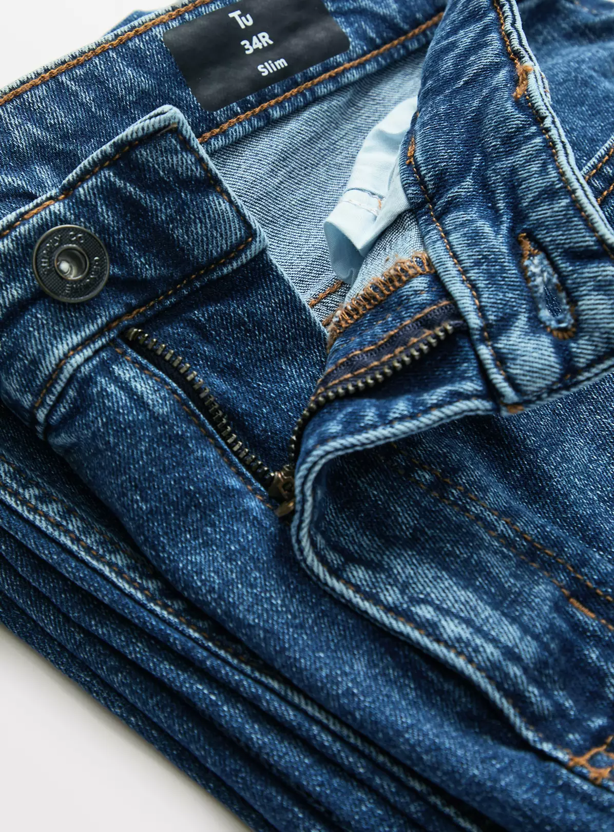 Midwash Denim Slim Fit Jeans With Stretch 38R 3 Midwash Denim Slim Fit Jeans With Stretch 38R