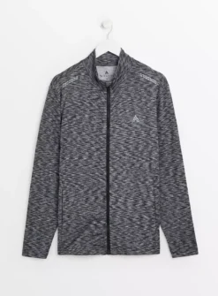 Active Grey Space Dye Zip-Through Top M -The Sleek Ward Sales tuc143353604 Charcoal R Z003A