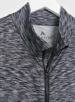 Active Grey Space Dye Zip-Through Top M -The Sleek Ward Sales tuc143353604 Charcoal R Z004A