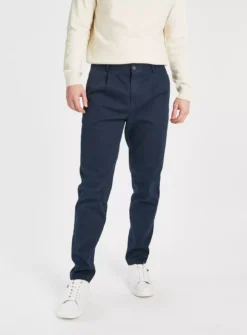 Navy Twill Textured Trousers 40S