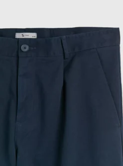 Navy Twill Textured Trousers 40S -The Sleek Ward Sales tuc143384128 Navy R Z004A