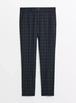 Navy Windowpane Check Trousers 44R 9 Navy Windowpane Check Trousers 44R -The Sleek Ward Sales tuc143386772 Navy R Z003A 1