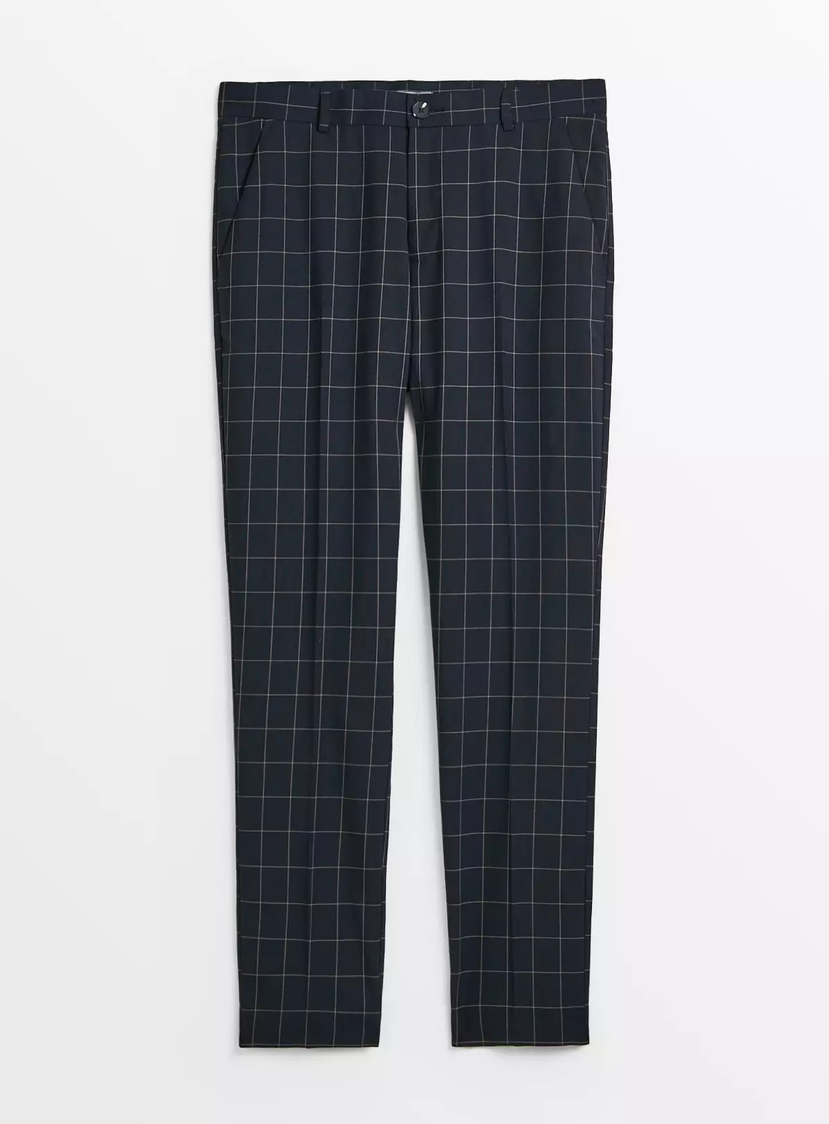Navy Windowpane Check Trousers 44R 5 Navy Windowpane Check Trousers 44R - Image 3