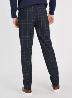 Navy Windowpane Check Trousers 44R 8 Navy Windowpane Check Trousers 44R -The Sleek Ward Sales tuc143386772 Navy R Z005A 1