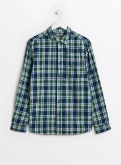 Green & Blue Brushed Check Shirt L -The Sleek Ward Sales tuc143446261 Green R Z003A