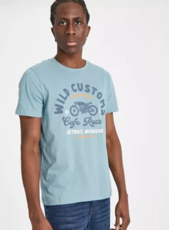 Blue Wild Customs Graphic Print T-Shirt XXL -The Sleek Ward Sales tuc143556348 Blue R Z001A