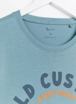 Blue Wild Customs Graphic Print T-Shirt XXL