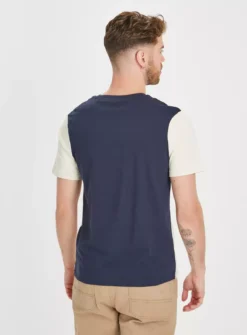Navy & Stone Colour Block T-Shirt S