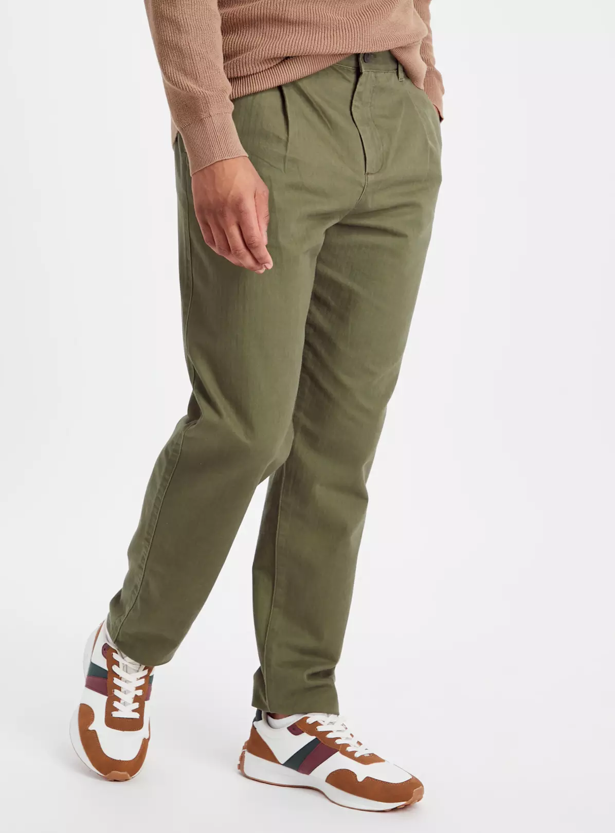 Olive Green Herringbone Trousers 36R 3 Olive Green Herringbone Trousers 36R