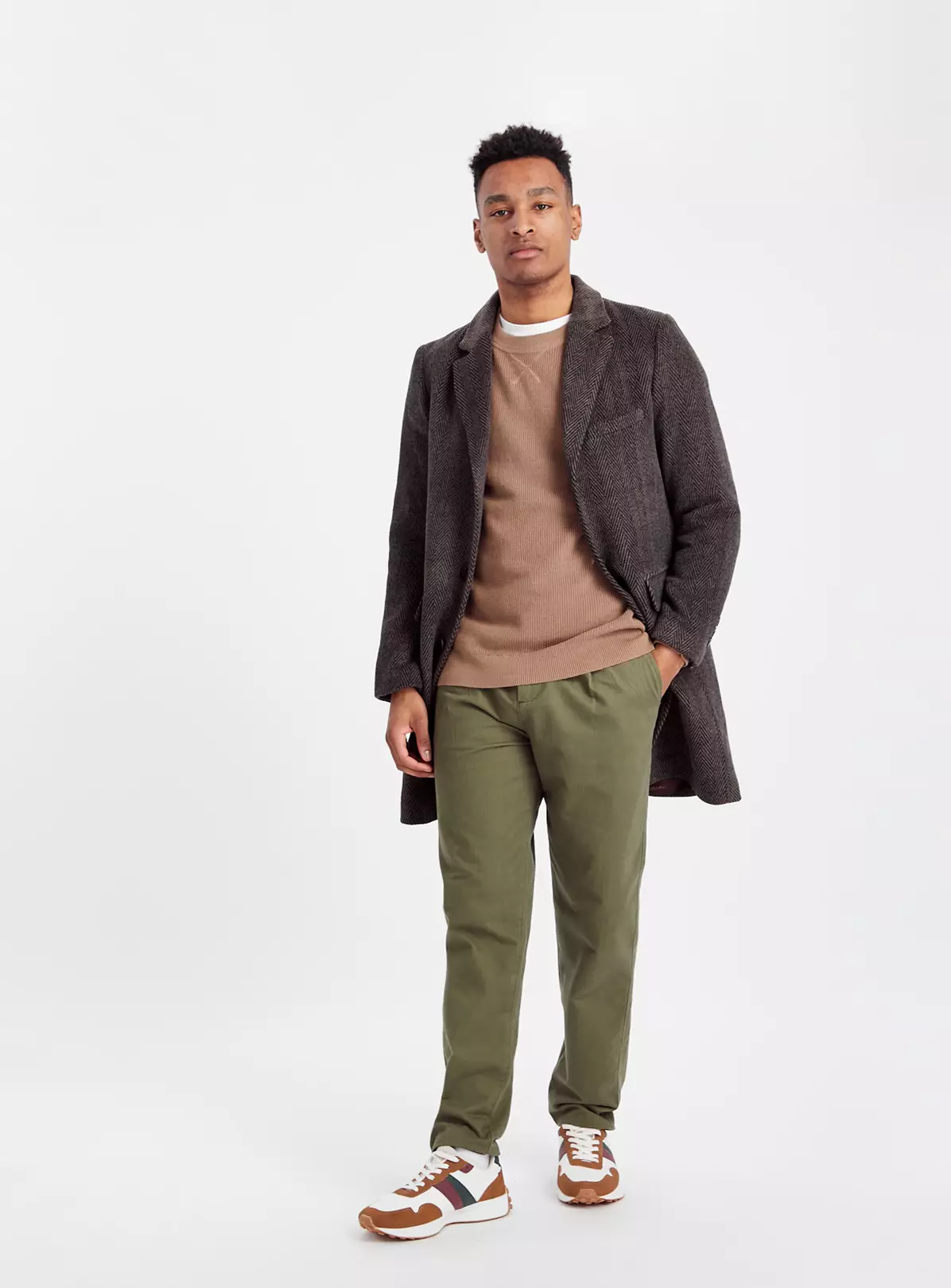 Olive Green Herringbone Trousers 36R 7 Olive Green Herringbone Trousers 36R - Image 5