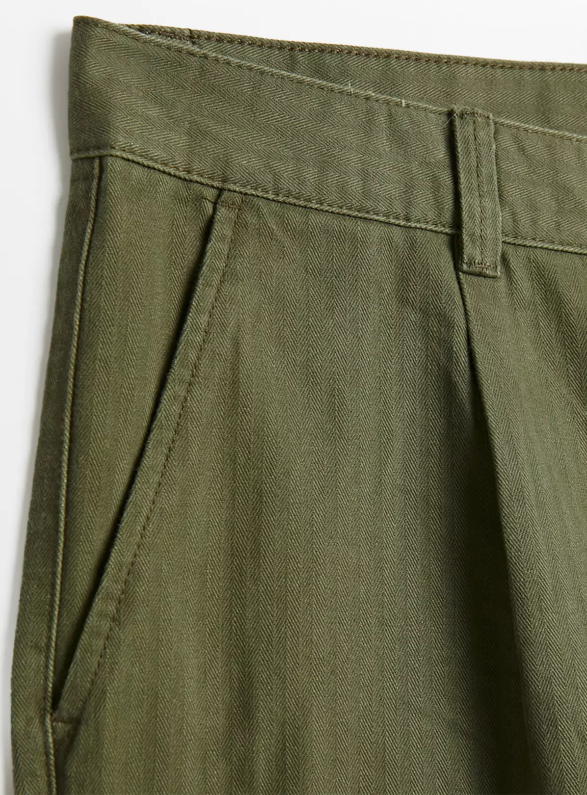Olive Green Herringbone Trousers 36R 4 Olive Green Herringbone Trousers 36R - Image 2