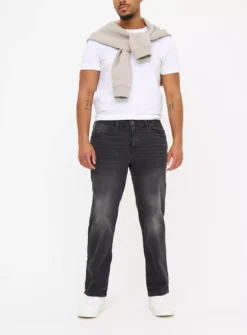 Black Washed Straight Leg Denim Jeans40R -The Sleek Ward Sales tuc143614739 Black R Z001A