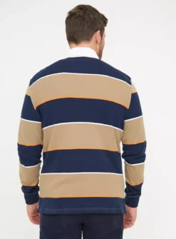 Navy & Stone Striped Rugby Polo Shirt M -The Sleek Ward Sales tuc143615310 Multi20Coloured R Z005A 1