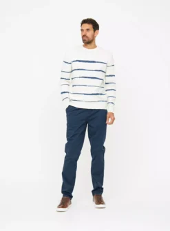 Teal Pleat Front Straight Leg Chino Trousers34R