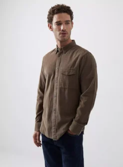 FRENCH CONNECTION Cord Long Sleeve Shirt L -The Sleek Ward Sales tuc143633147 Khaki R Z001A 1