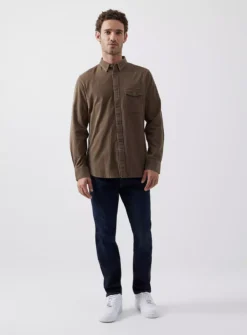FRENCH CONNECTION Cord Long Sleeve Shirt L -The Sleek Ward Sales tuc143633147 Khaki R Z002A 1