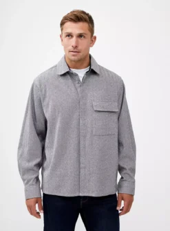 FRENCH CONNECTION Herringbone Long Sleeve Shirt XL -The Sleek Ward Sales tuc143636065 Grey R Z001A