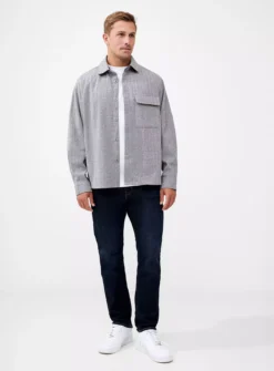 FRENCH CONNECTION Herringbone Long Sleeve Shirt XL -The Sleek Ward Sales tuc143636065 Grey R Z002A