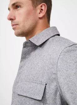 FRENCH CONNECTION Herringbone Long Sleeve Shirt XL -The Sleek Ward Sales tuc143636065 Grey R Z004A