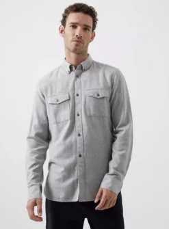 FRENCH CONNECTION Grey Pocket Flannel Shirt XL -The Sleek Ward Sales tuc143638554 Grey R Z001A 1