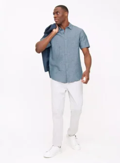 Teal Linen-Rich Shirt S -The Sleek Ward Sales tuc143664390 Teal R Z002A