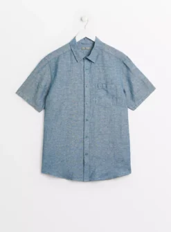 Teal Linen-Rich Shirt XXL