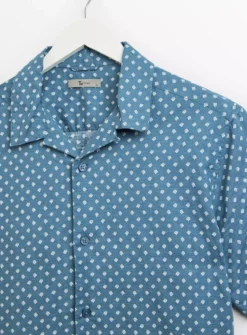 Blue Dash Print Linen Blend Shirt XXXL -The Sleek Ward Sales tuc143665819 Blue R Z004A