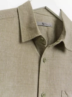 Khaki Chambray Short Sleeve Shirt S -The Sleek Ward Sales tuc143676542 Khaki R Z004A 1