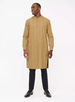 Gold Striped Cotton Kurta XXXXL -The Sleek Ward Sales tuc143680584 Gold R Z001A 1