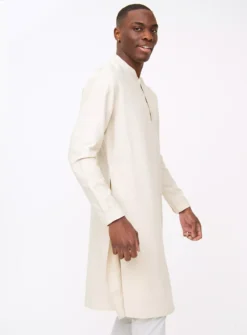Ecru Textured Cotton Kurta XXXXL -The Sleek Ward Sales tuc143680816 Cream R Z002A