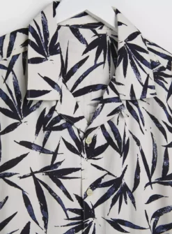 UNION WORKS White Leaf Print Short Sleeve Shirt XXXXL