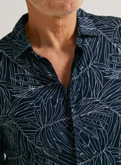 UNION WORKS Black Palm Leaf Print ShirtXL