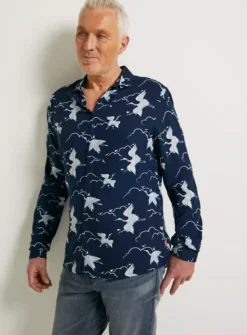 UNION WORKS Navy Bird Printed ShirtXXL 12 UNION WORKS Navy Bird Printed ShirtXXL -The Sleek Ward Sales tuc143689466 Navy R Z001A