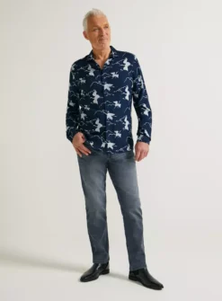 UNION WORKS Navy Bird Printed ShirtXXL