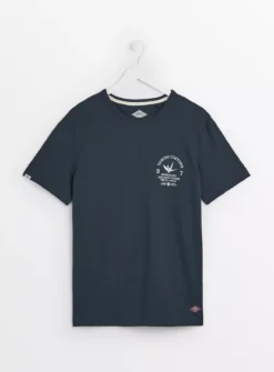 UNION WORKS Navy Japanese Back Print T-ShirtXL