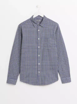 Blue Micro Check Slim Fit Oxford Shirt S