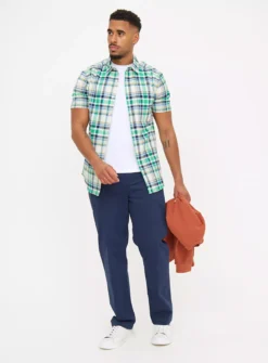 Green Check Slim Fit Short Sleeve Oxford Shirt XL