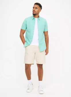 Green Slim Fit Short Sleeve Oxford Shirt XL