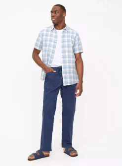 Blue Check Linen-Rich Shirt M -The Sleek Ward Sales tuc143803071 Multi20Coloured R Z002A