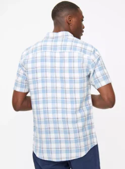 Blue Check Linen-Rich Shirt M -The Sleek Ward Sales tuc143803071 Multi20Coloured R Z005A