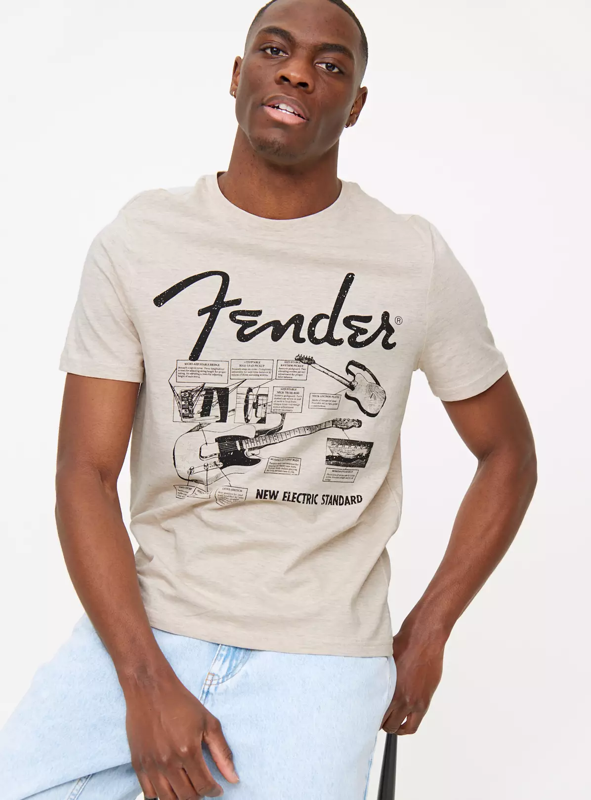Fender Grey Marl Guitar Graphic T-Shirt XL 6 Fender Grey Marl Guitar Graphic T-Shirt XL - Image 4