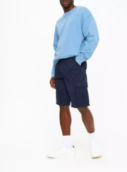 Navy Cargo Longer Length Shorts 32