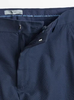 Navy Seersucker Regular Fit Trousers32R -The Sleek Ward Sales tuc143966689 Navy R Z004A 1