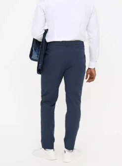 Navy Seersucker Regular Fit Trousers32R -The Sleek Ward Sales tuc143966689 Navy R Z005A 1