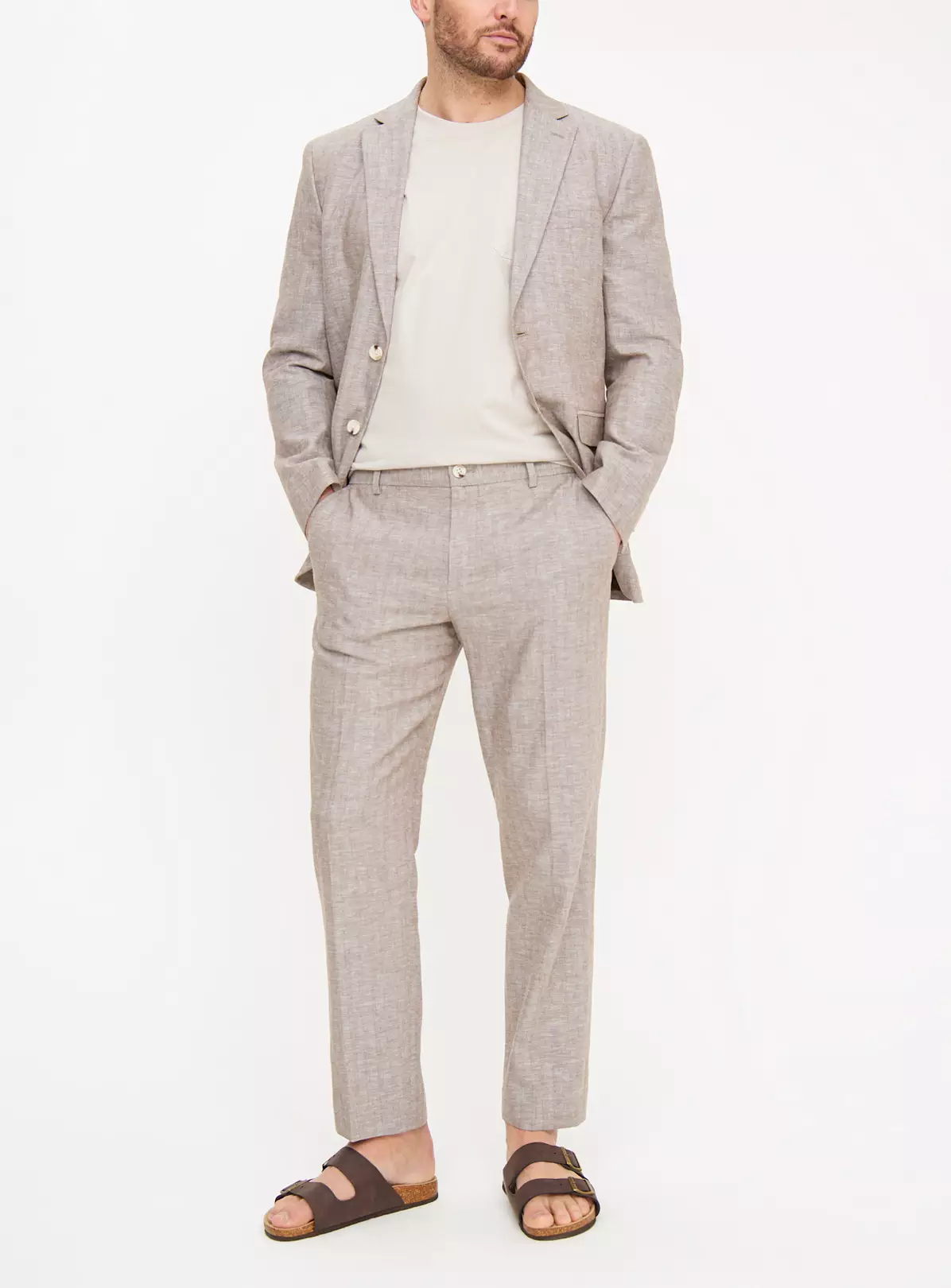 Stone Marl Linen Blend Trousers 42R 4 Stone Marl Linen Blend Trousers 42R - Image 2