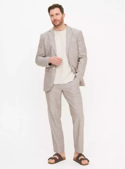 Stone Marl Linen Blend Trousers 38R